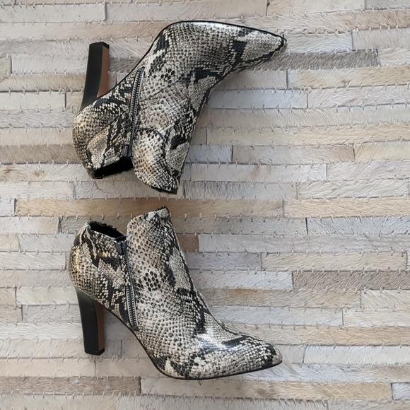 Franco Sarto Snakeskin Heeled Booties - Picture 4 of 7